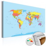 Cumpara ieftin Tablou din plută - Rainbow Geography [Cork Map] 90x60 cm