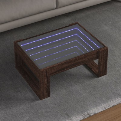 Gossi masuta de cafea cu led infinity, stejar maro, 70x53x30 cm foto