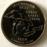 AMERICA QUARTER 1/4 DOLLAR 2004 LITERA D.(GREAT LAKES STATE - MICHIGAN), BU, America de Nord, Cupru-Nichel