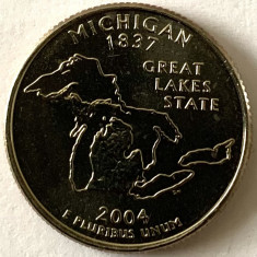 AMERICA QUARTER 1/4 DOLLAR 2004 LITERA D.(GREAT LAKES STATE - MICHIGAN), BU