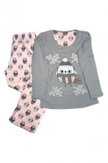 Pijama de Dama din Bumbac,Culoare Gri deschis/Roz pal foto