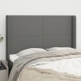 VidaXL Tăblie de pat cu aripioare gri &icirc;nchis 147x16x118/128 cm textil 3119299