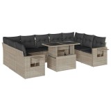 Cumpara ieftin Set canapele de gradina cu perne 10 piese gri deschis poliratan