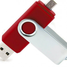 Stick de memorie cu USB 2.0 si micro USB, rosu