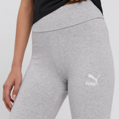 Puma pantaloni scurți 530234 femei, culoarea gri, cu imprimeu, high waist 530234