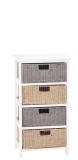 Comoda lemn alb poliester maro gri 40 x 29 x 73 cm