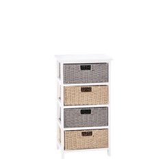 Comoda lemn alb poliester maro gri 40 x 29 x 73 cm