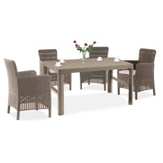 Set mobilier de grădină Lyton 4+1, culoare cappuccino