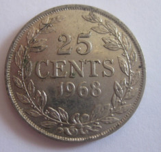 Moneda 25 cents 1968 - Liberia foto