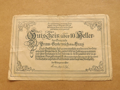 Austria : 10 Heller 1920 - Stadt Salzburg foto