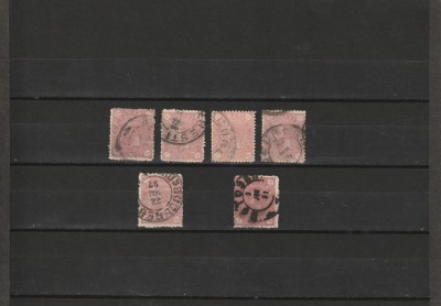 RO - 1890/91 LP 47 a - CIFRA IN PATRU COLTURI LOT 6 TIMBRE STAMPILATE 1 1/2 BANI foto