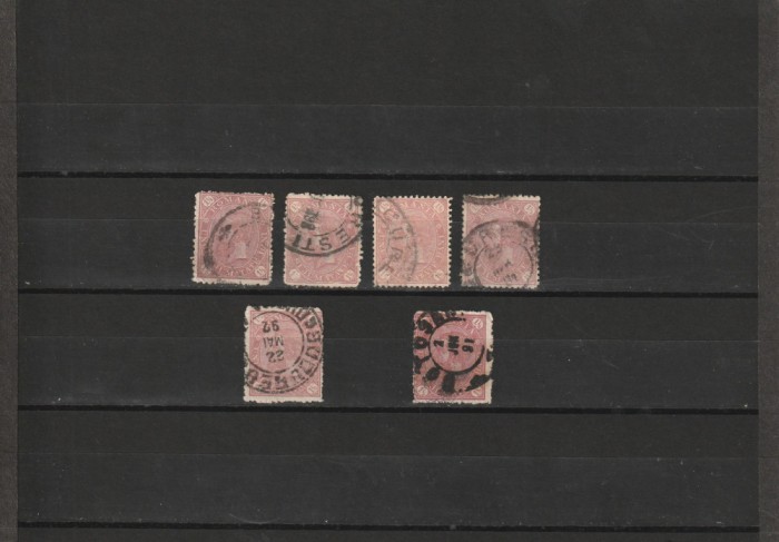 RO - 1890/91 LP 47 a - CIFRA IN PATRU COLTURI LOT 6 TIMBRE STAMPILATE 1 1/2 BANI