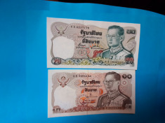 Lot 2 Bancnote 20+10 Baht 1980-Thailanda-Stare impecabila-Lichidare stoc!! foto