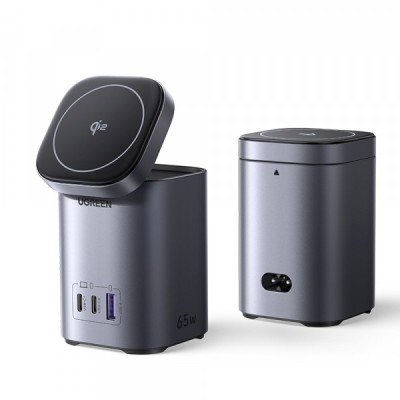 Incarcator Retea Wireless UGREEN X555 4in1, 65W, 3A, 1 x USB-A - 2 x USB-C, Gri foto