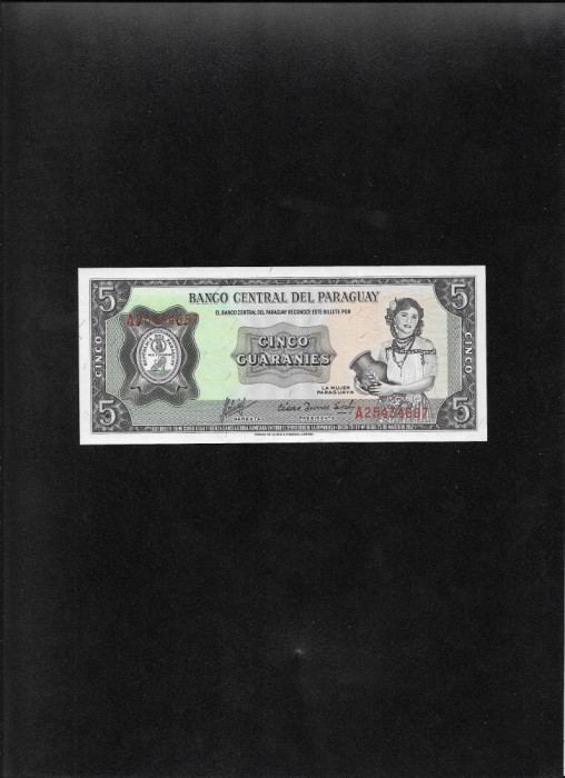 Paraguay 5 guaranies 1952(63) seria25434687 unc