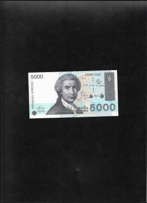 Rar! Croatia 5000 5.000 dinari dinara 1992 seria5991320 unc foto