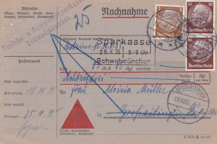 AMS - &Icirc;NTREG POȘTAL, 1935 GERMANIA, CIRCULAT