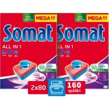 Pachet Detergent pentru masina de spalat vase Somat All in one, 2x80 tablete
