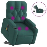 Cumpara ieftin Fotoliu electric masaj rabatabil / ridicare verde inchis textil