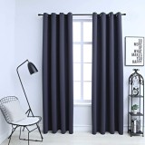 Gossi draperii opace cu inele metalice, 2 buc, antracit, 140 x 175 cm