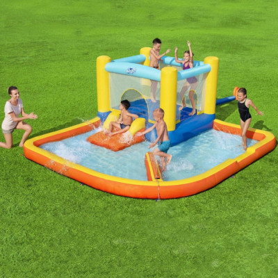 Centru de joaca cu piscina XXL, trambulina si tobogan, gonflabil, 365x340 cm foto