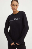 Karl Lagerfeld bluza femei, culoarea negru, cu imprimeu, 245W1806