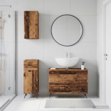 Cumpara ieftin Set de cabinet pentru baie cu 3 piese BREDA Lemn vechi