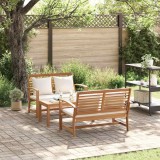 Set de canapele pentru gradina 3 buc. natural Lemn solid de tec