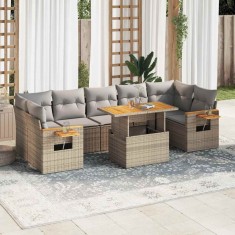 vidaXL Set canapele grădină cu perne 8 piese bej poliratan/lemn acacia 3327573