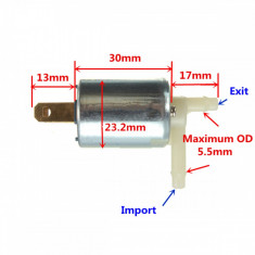 solenoid electrovalva 12v normal inchis diametru intrare si iesire 4 mm apa aer foto