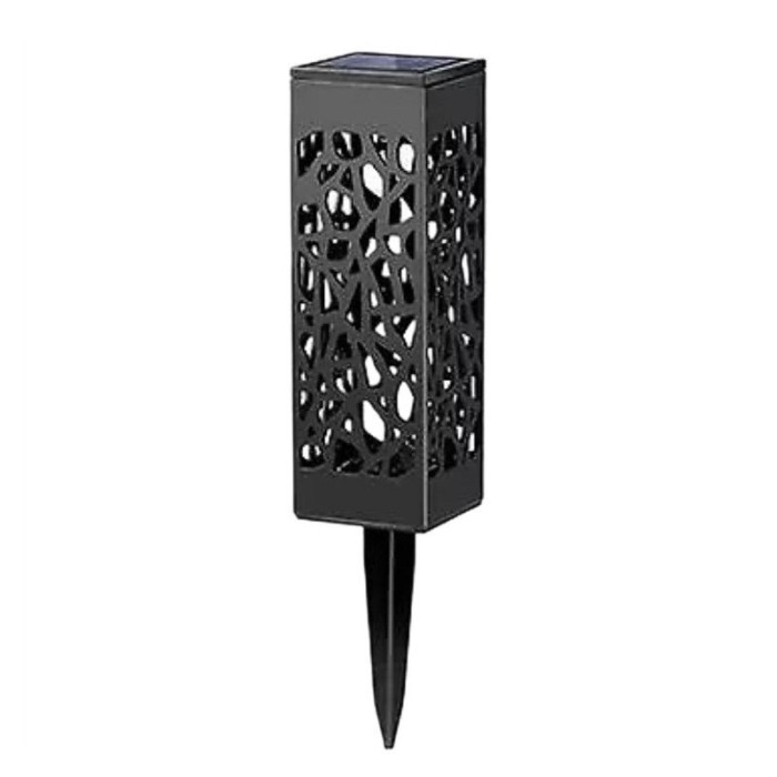 Lumina solara LED eMazing, model felinar rustic, pentru exterior, inaltime 28.5 cm, consum 0.2W, 1.2V, 600mAh, nuanta alb cald