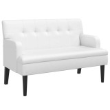 Cumpara ieftin Bancheta cu spatar, alb, 112x65,5x75 cm piele ecologica