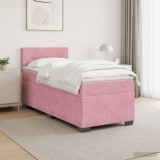 Cumpara ieftin Pat boxspring cu saltea cu headboard Roz 80 x 200 cm Catifea