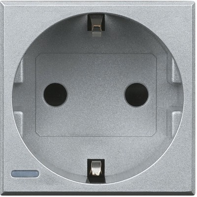 Priza schuko Axolute Bticino 2M iluminabila aluminiu HC4141 foto