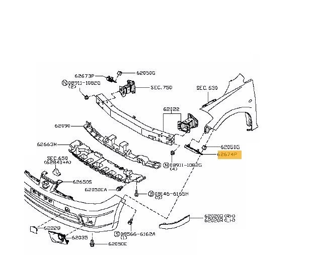 Suport bara de protectie Nissan Tiida (C11x/Sc11x), 06.2007-, Fata, stanga, Aftermarket