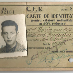 *Romania, Carte de identitate pentru calatorii CFR, 1941