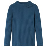 Tricou de copii cu m&acirc;neci lungi, tricot cu nervuri, bleumarin, 116, vidaXL