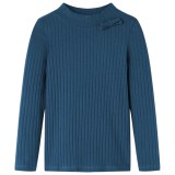 Tricou de copii cu m&acirc;neci lungi, tricot cu nervuri, bleumarin, 140