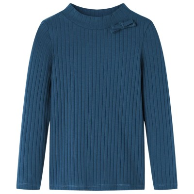 Tricou de copii cu m&amp;acirc;neci lungi, tricot cu nervuri, bleumarin, 140 foto