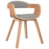 Scaun de bucatarie, gri taupe, lemn curbat si material textil