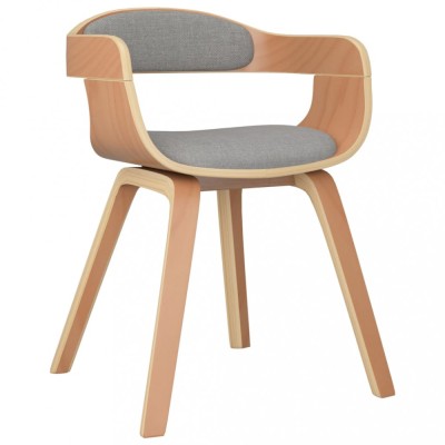 Scaun de bucatarie, gri taupe, lemn curbat si material textil foto