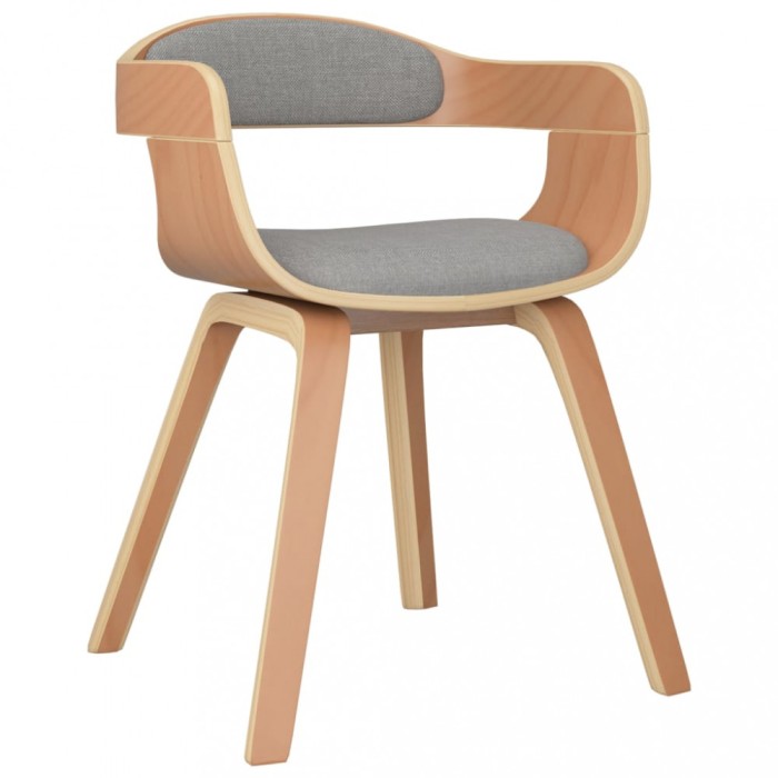 Scaun de bucatarie, gri taupe, lemn curbat si material textil