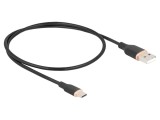 Cablu USB 2.0 A la C, aurit, 0,5m, negru, silicon, 3A