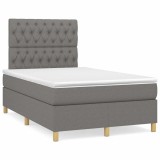 Cumpara ieftin Pat cu arcuri, saltea și LED, gri &icirc;nchis, 120x190 cm, textil