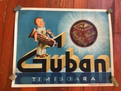 Arta / Design / Vintage - Afis reclama perioada interbelica Guban Timisoara ! foto
