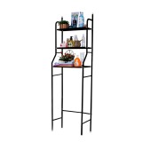 Raft baie deasupra toaletei Leziter, 3 niveluri, cadru fier, negru, 155x47x25 cm