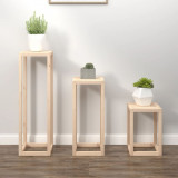 vidaXL Set suport de plante, 3 piese, lemn masiv de pin