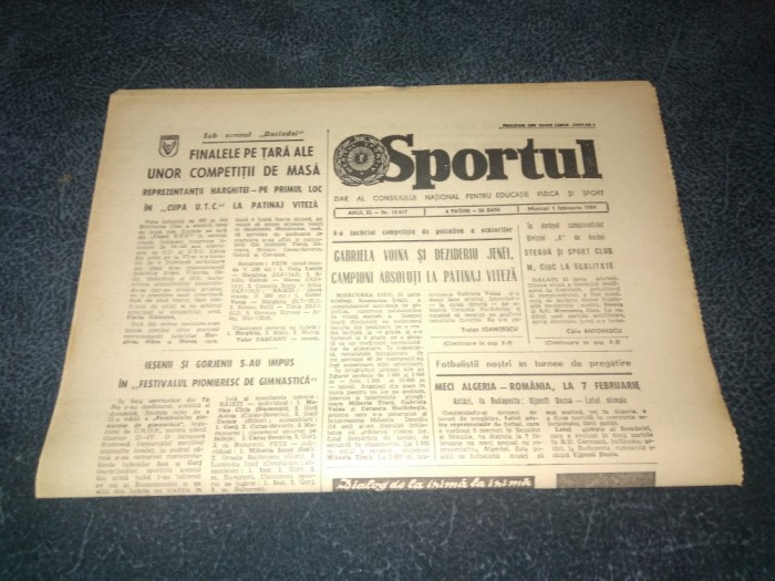 ZIARUL SPORTUL 1 FEBRUARIE 1984