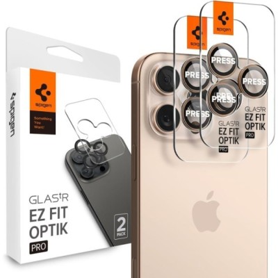 Folie Camera pentru iPhone 16 Pro (set 2) - Spigen Glas.tR Optik EZ Fit Pro - Desert Titanium foto
