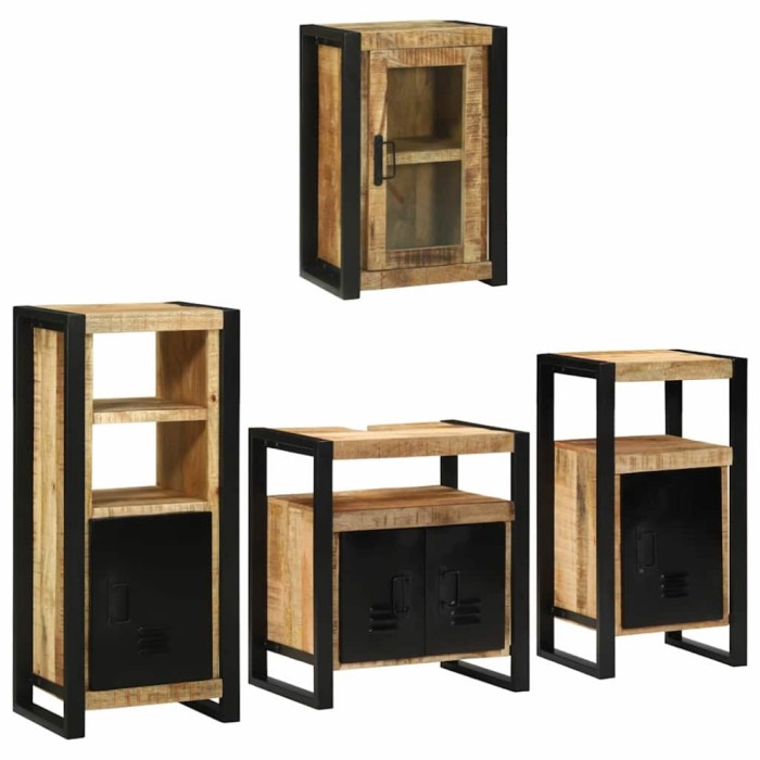 vidaXL Set de mobilier pentru baie 4 pcs Maro Lemn de mango solid 3305698